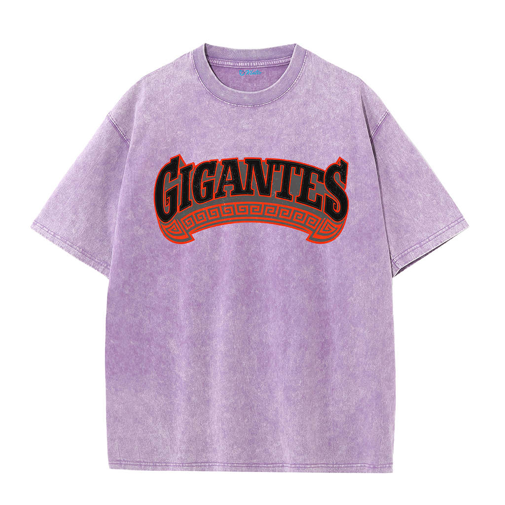 Gigantes 51 Urban Art Tee – Vintage Washed Double-Sided Graphic T-Shirt