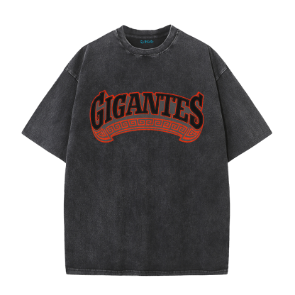 Gigantes 51 Urban Art Tee – Vintage Washed Double-Sided Graphic T-Shirt