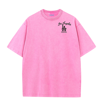 Los Angeles Script & Eagle Print Washed Tee – Retro LA Street Style T-Shirt