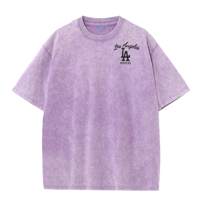 Los Angeles Script & Eagle Print Washed Tee – Retro LA Street Style T-Shirt