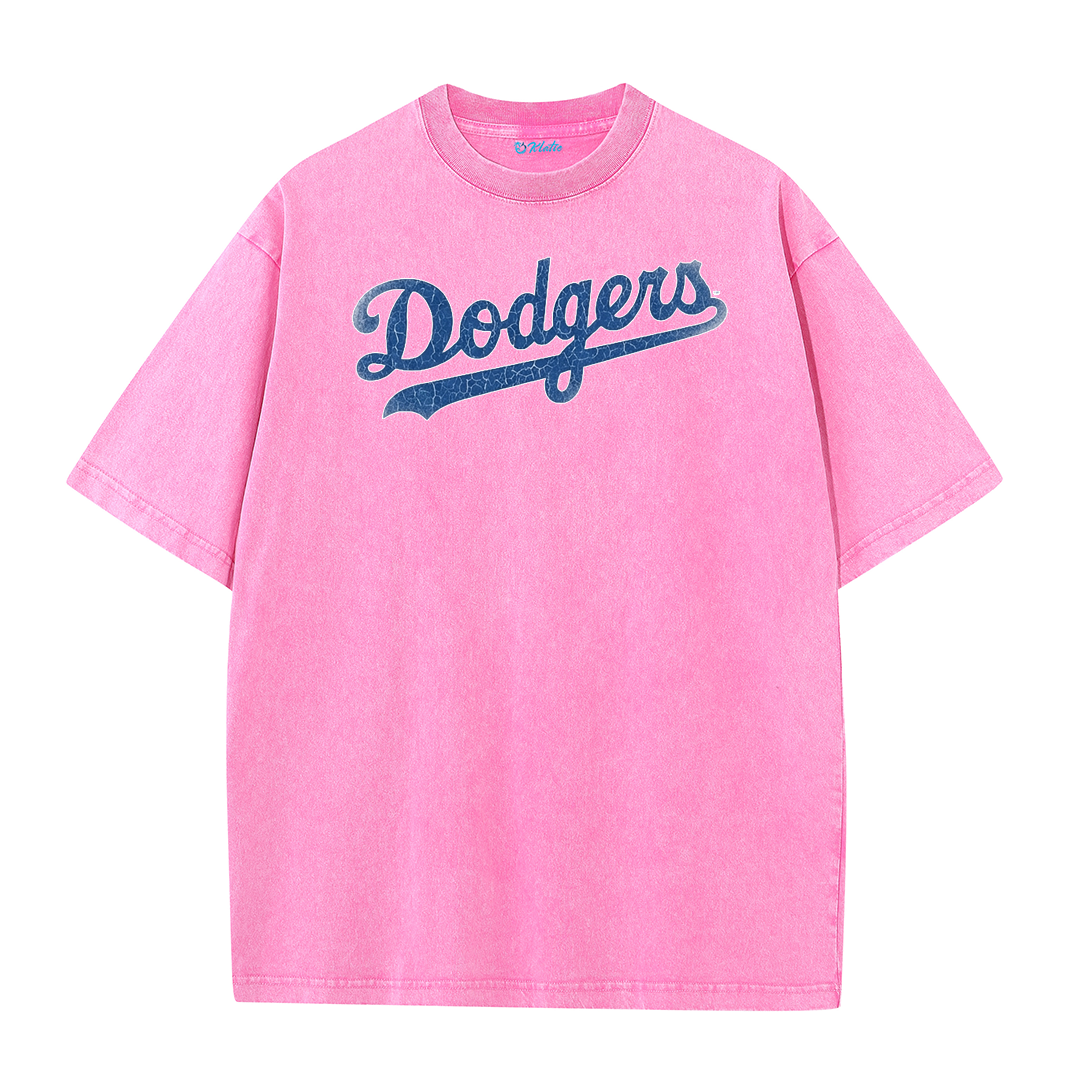 Retro LA Lettering Tee – Distressed 17 Number Back Graphic Washed T-Shirt