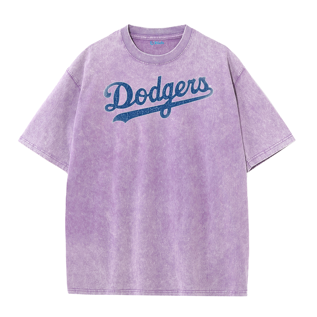 Retro LA Lettering Tee – Distressed 17 Number Back Graphic Washed T-Shirt