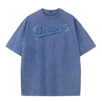Retro LA Lettering Tee – Distressed 17 Number Back Graphic Washed T-Shirt