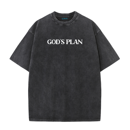 Your Plan vs God's Plan Washed Vintage Christian T-Shirt – Faith Graphic Oversized Tee