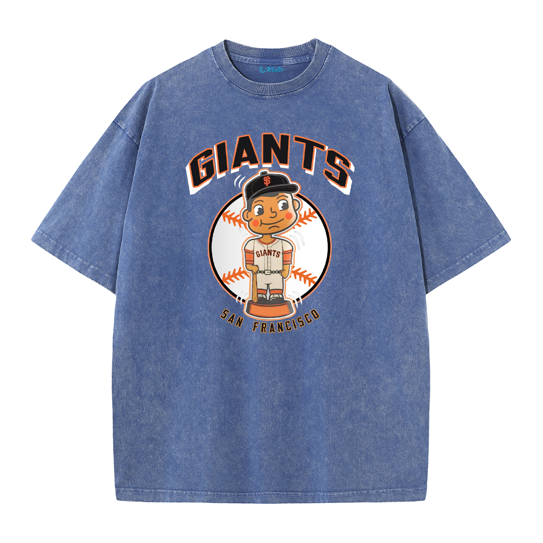 San Francisco Baseball Cartoon Graphic Vintage Washed T-Shirt