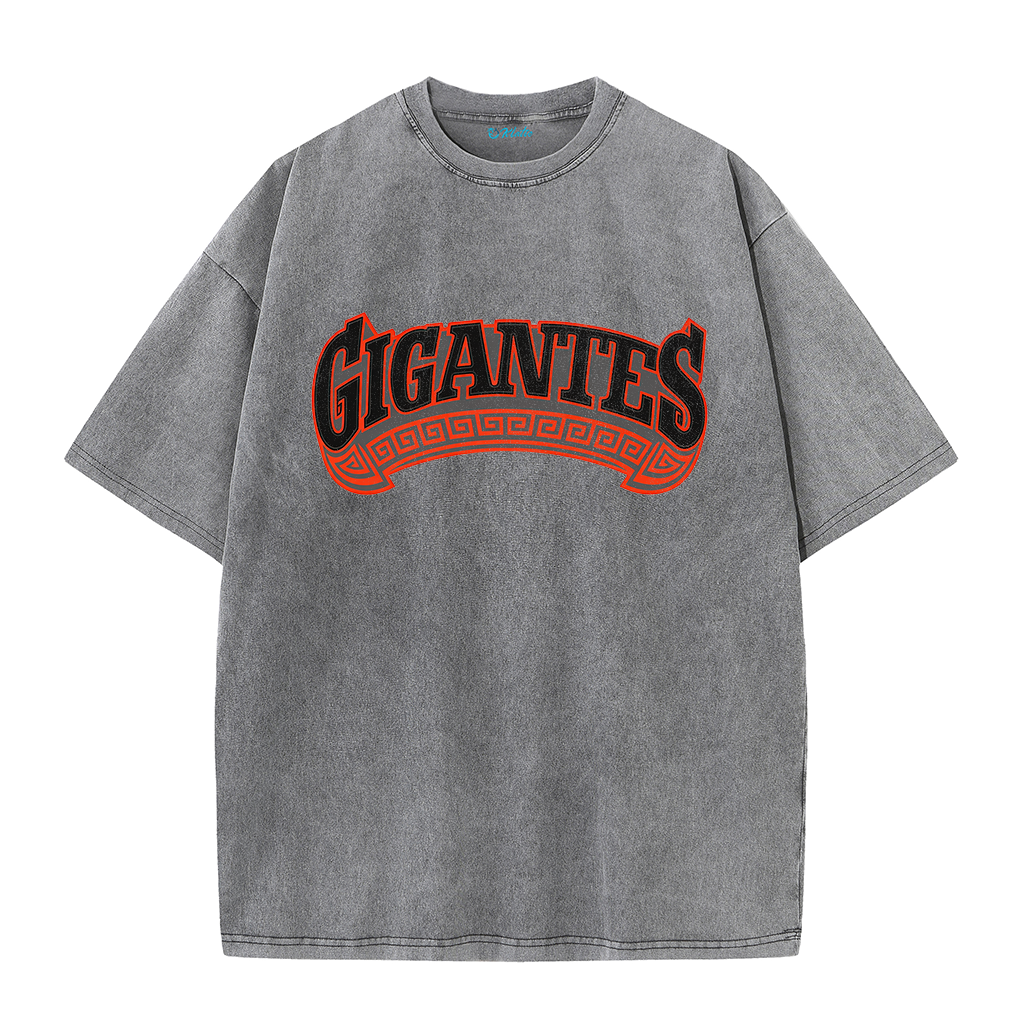 Gigantes 51 Urban Art Tee – Vintage Washed Double-Sided Graphic T-Shirt