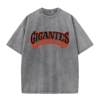 Gigantes 51 Urban Art Tee – Vintage Washed Double-Sided Graphic T-Shirt