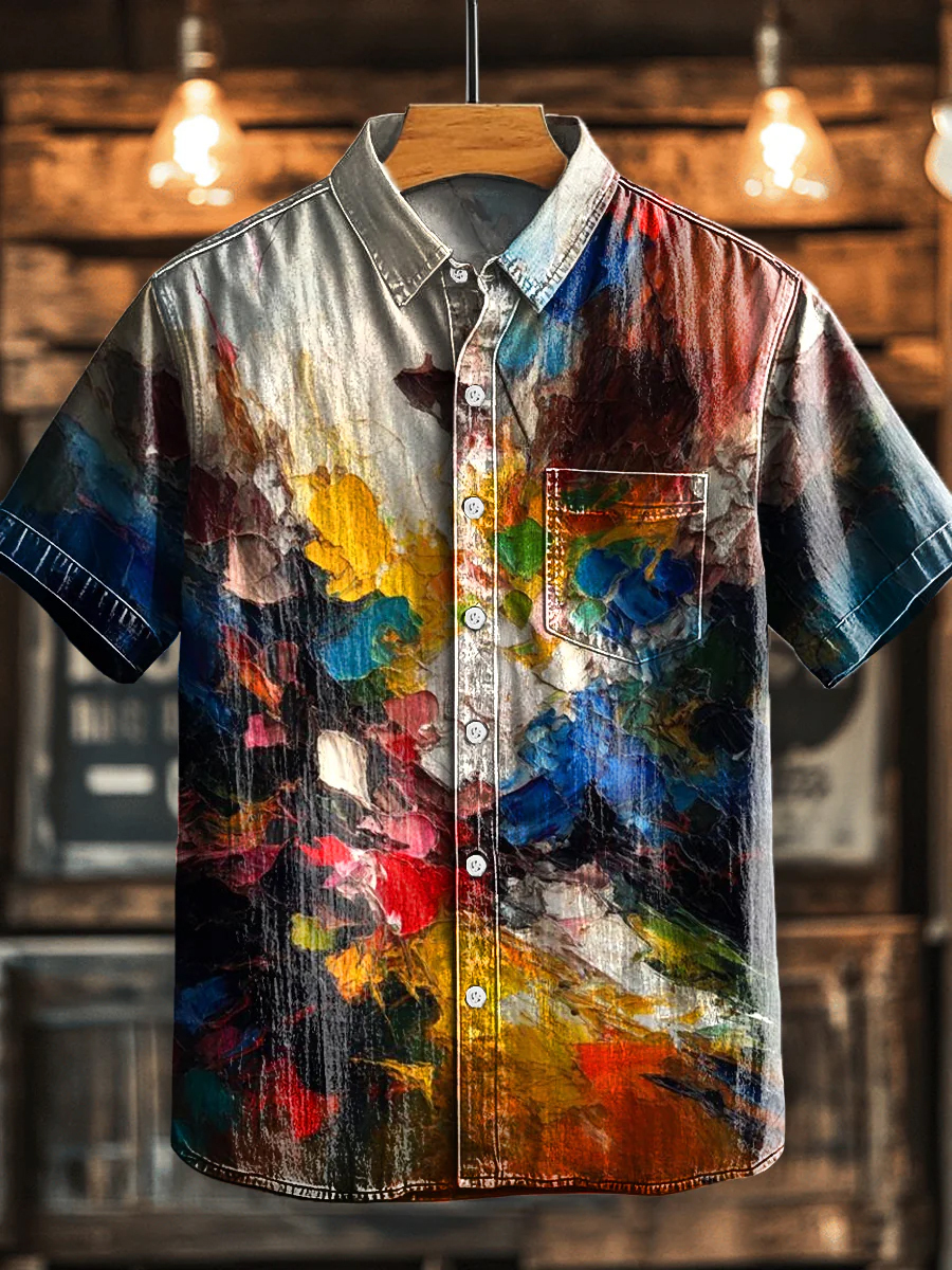 Colorful Geometric Print Short Sleeve Shirt