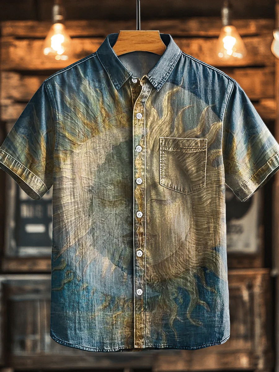Vintage Sun Print Short Sleeve Shirt