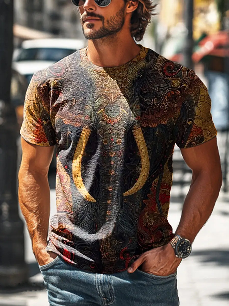 Vintage Elephant Art Print T-Shirt