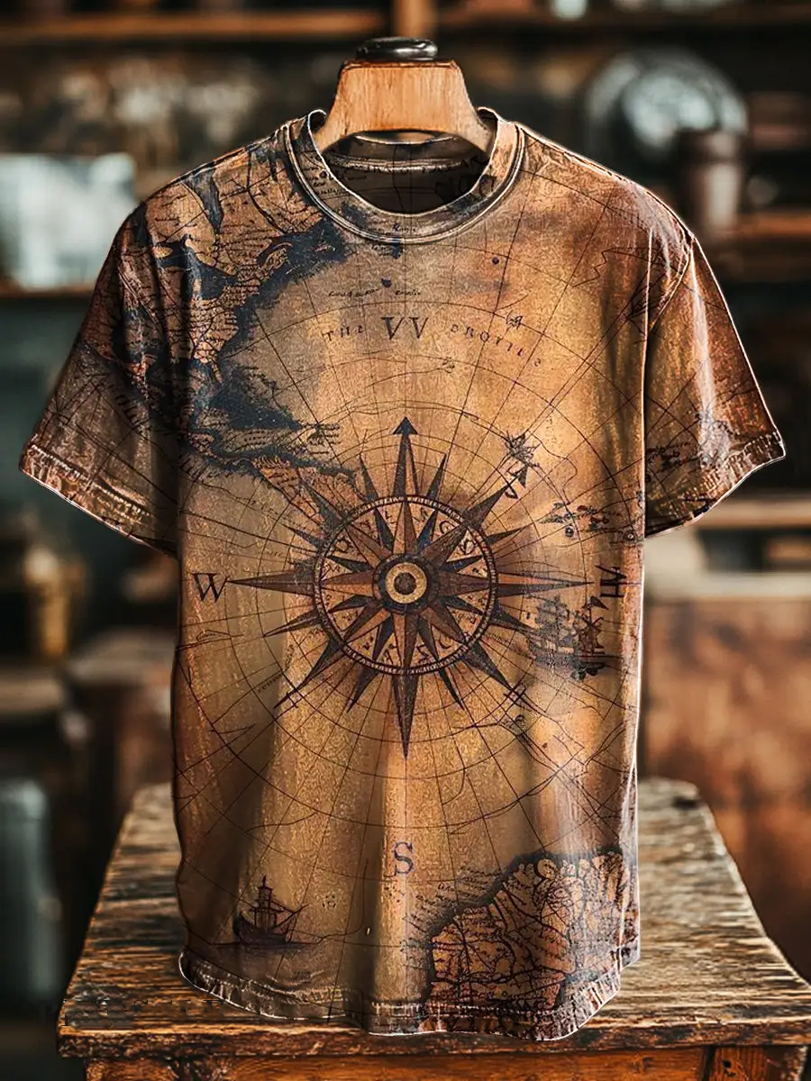 Retro Compass Graphic T-Shirt
