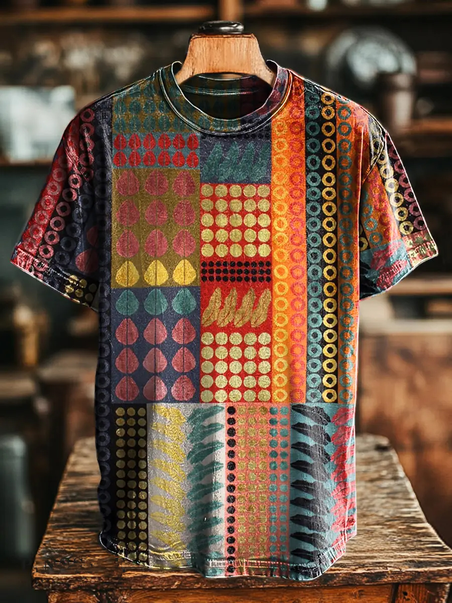 Vintage Geometric Print -Shirt
