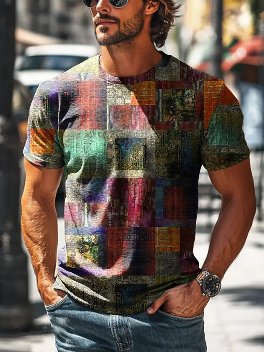 Retro Style Colorful Geometric Art T-Shirt