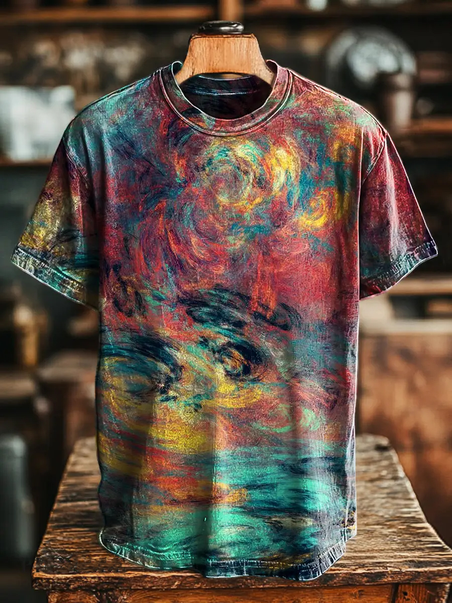 Minimalist Geometric Print Crewneck T-Shirt