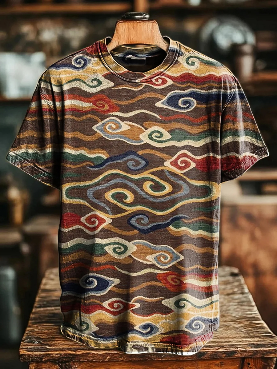 Oriental Watercolor Cloud Print T-shirt