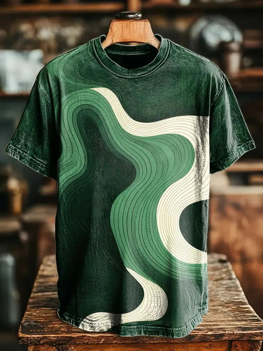 Vintage Abstract Line Art Short Sleeve T-Shirt