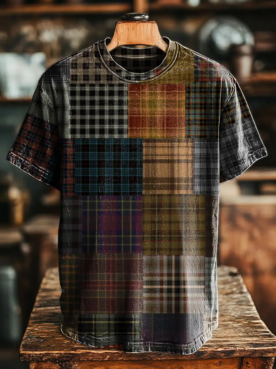 Trendy Patchwork Plaid T-Shirt