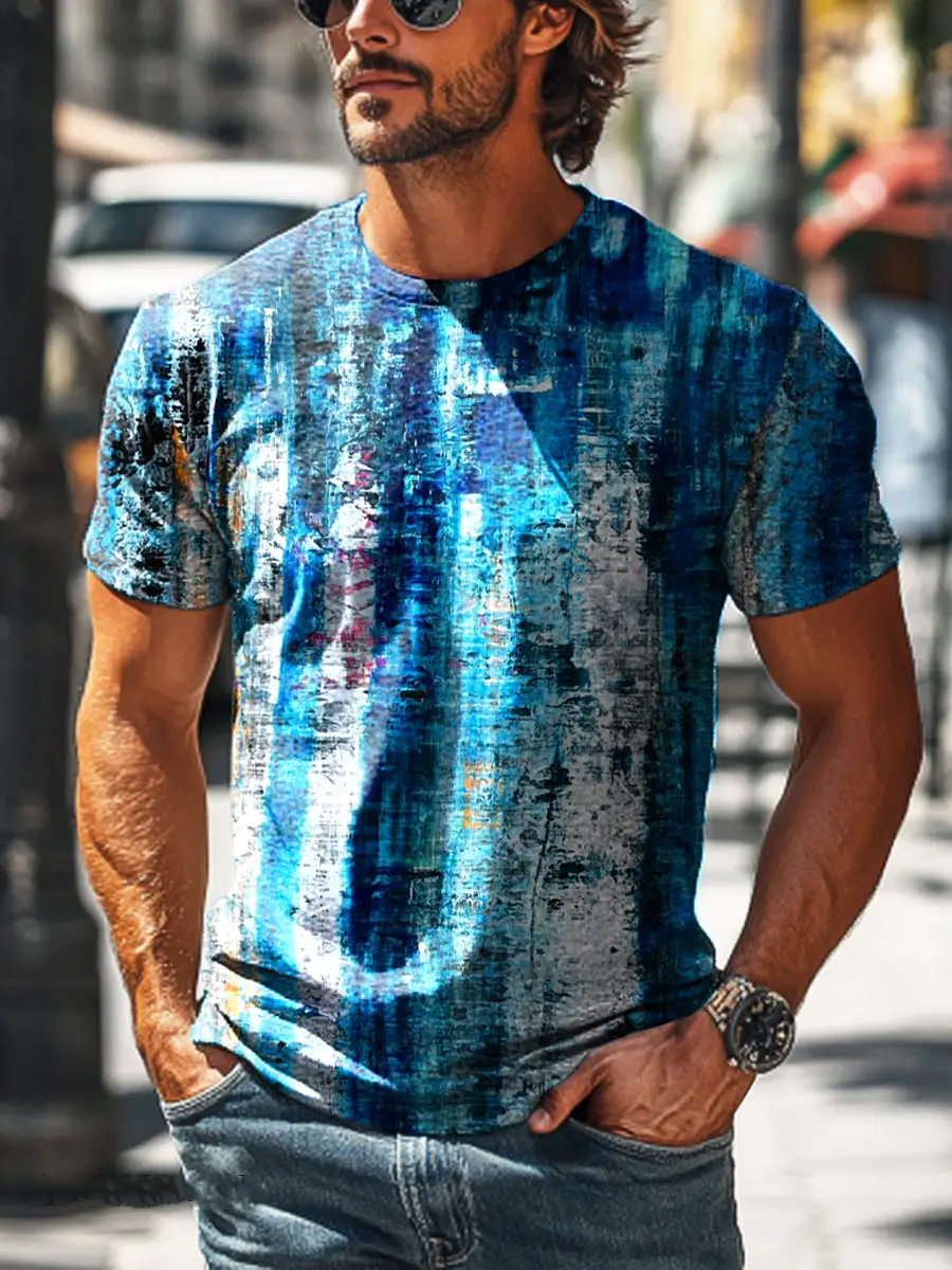 ​Minimalist Blue Line Art T-Shirt