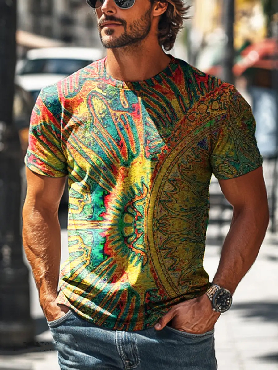 Bohemian Style Colorful Mandala Graphic T-Shirt 