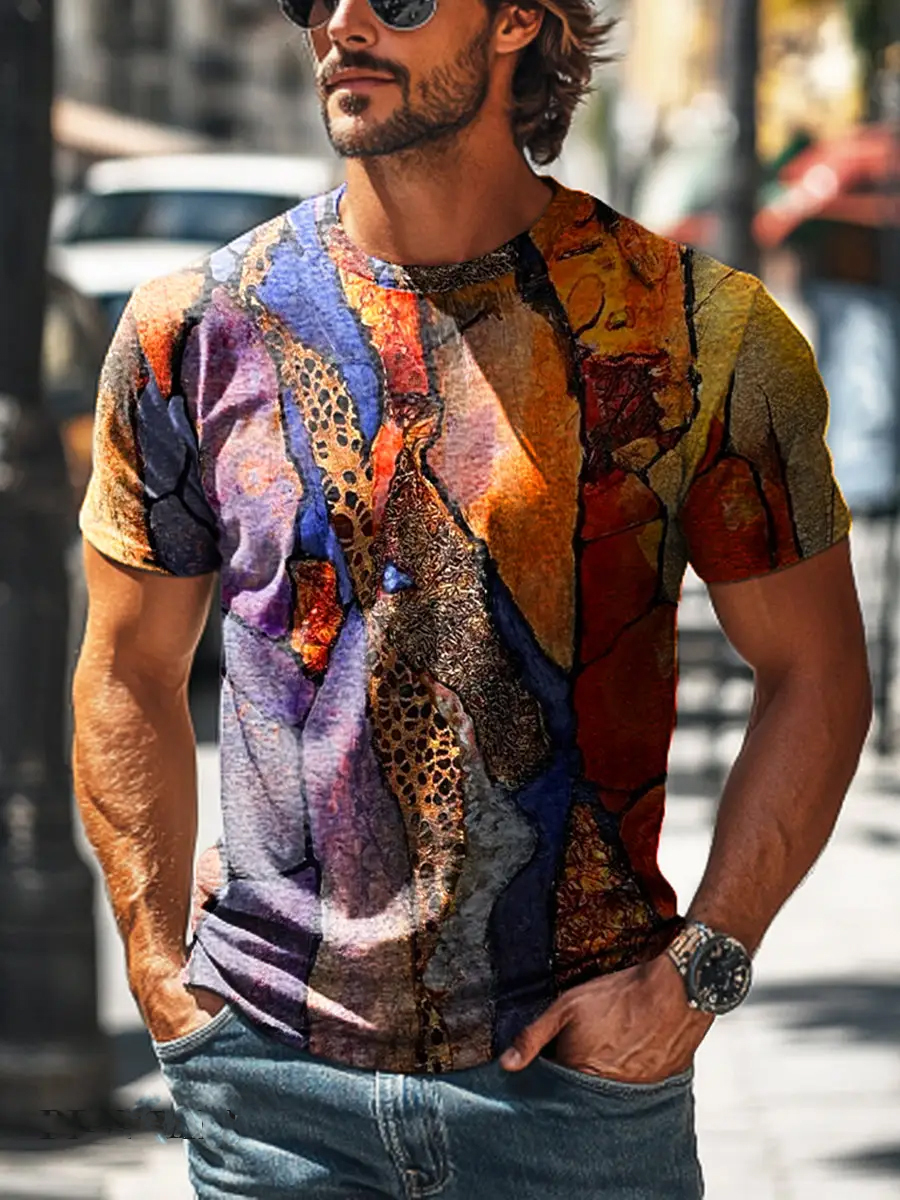 Colorful Retro Geometric Art Short Sleeve T-Shirt