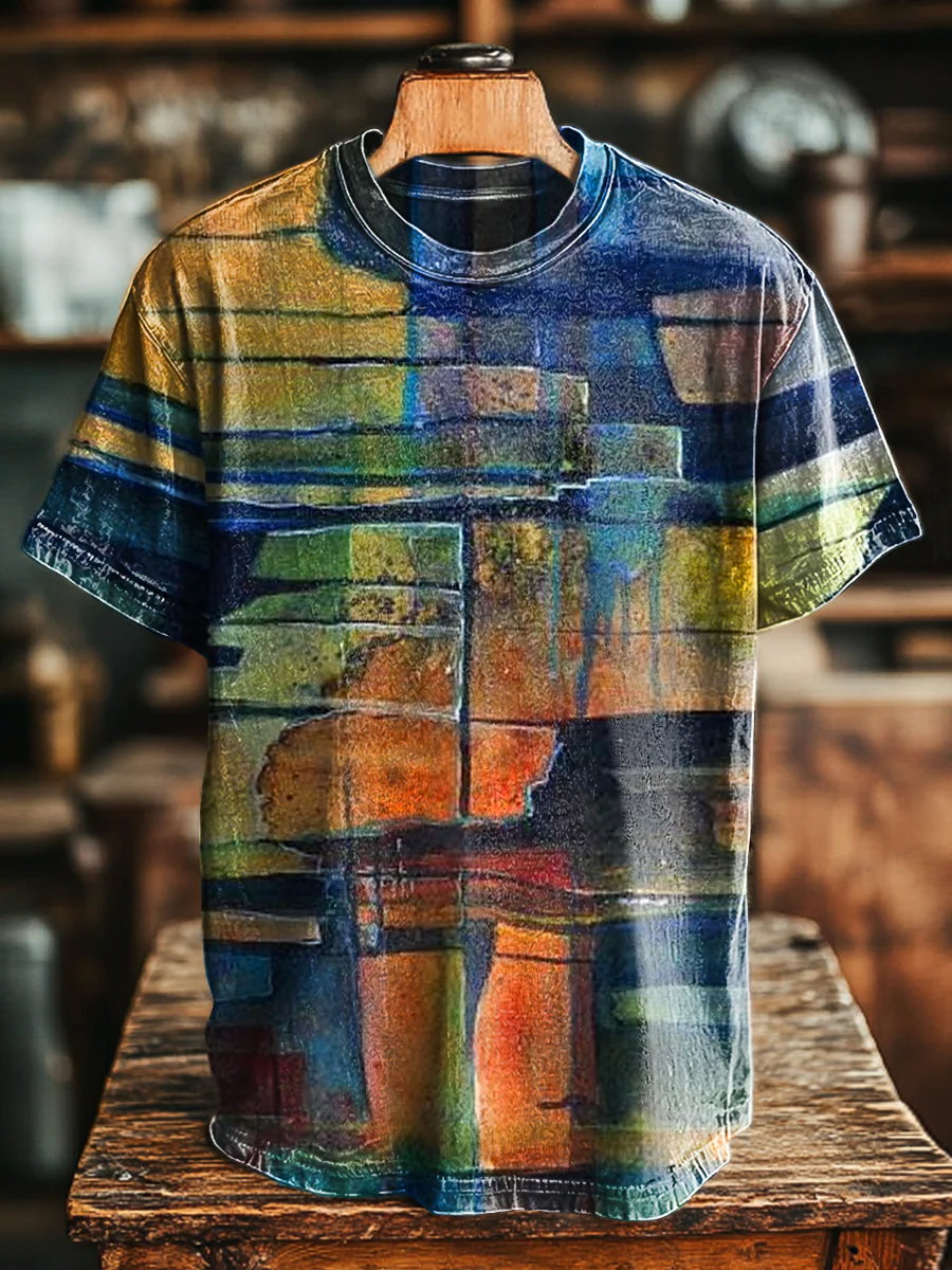 ​​Vintage Abstract Art Loose Fit Casual T-Shirt