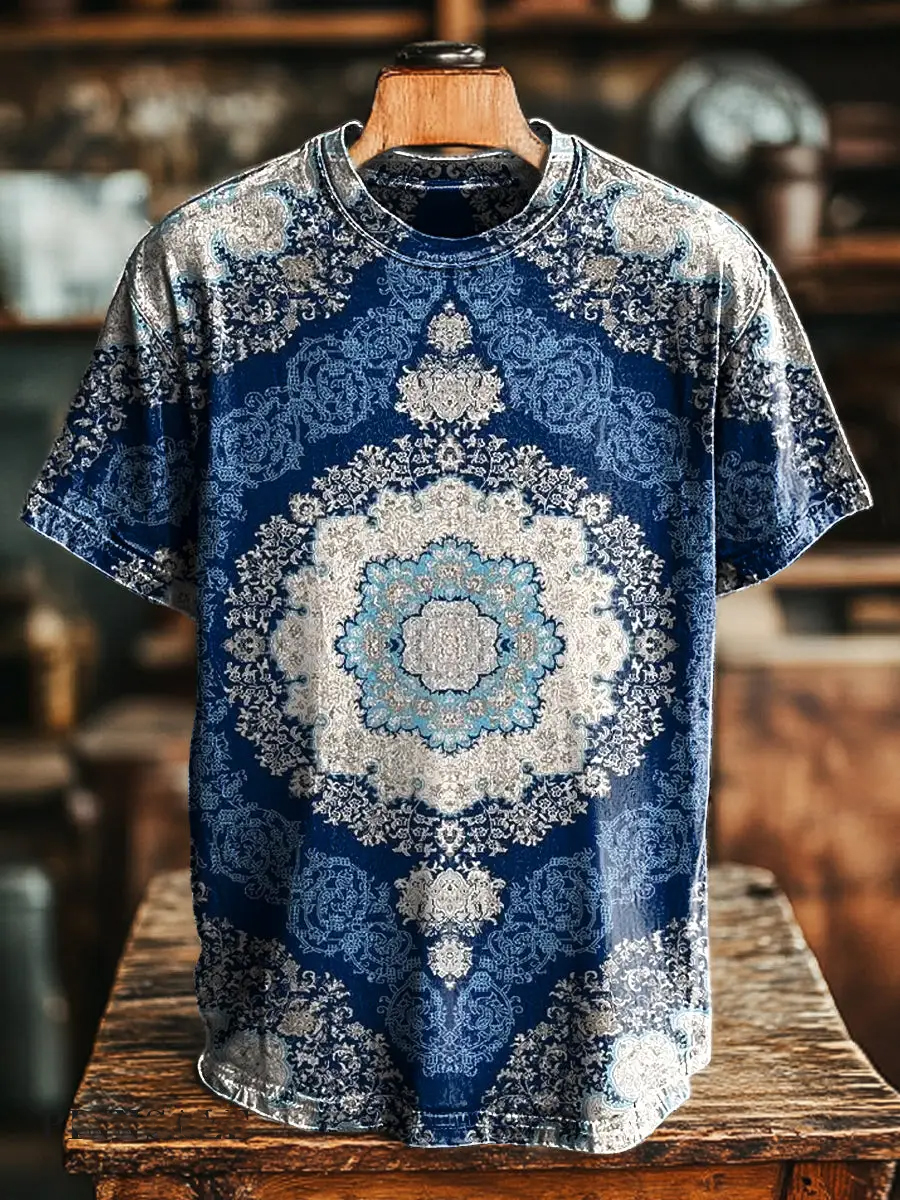 Vintage Floral Print Loose Fit Short Sleeve T-Shirt