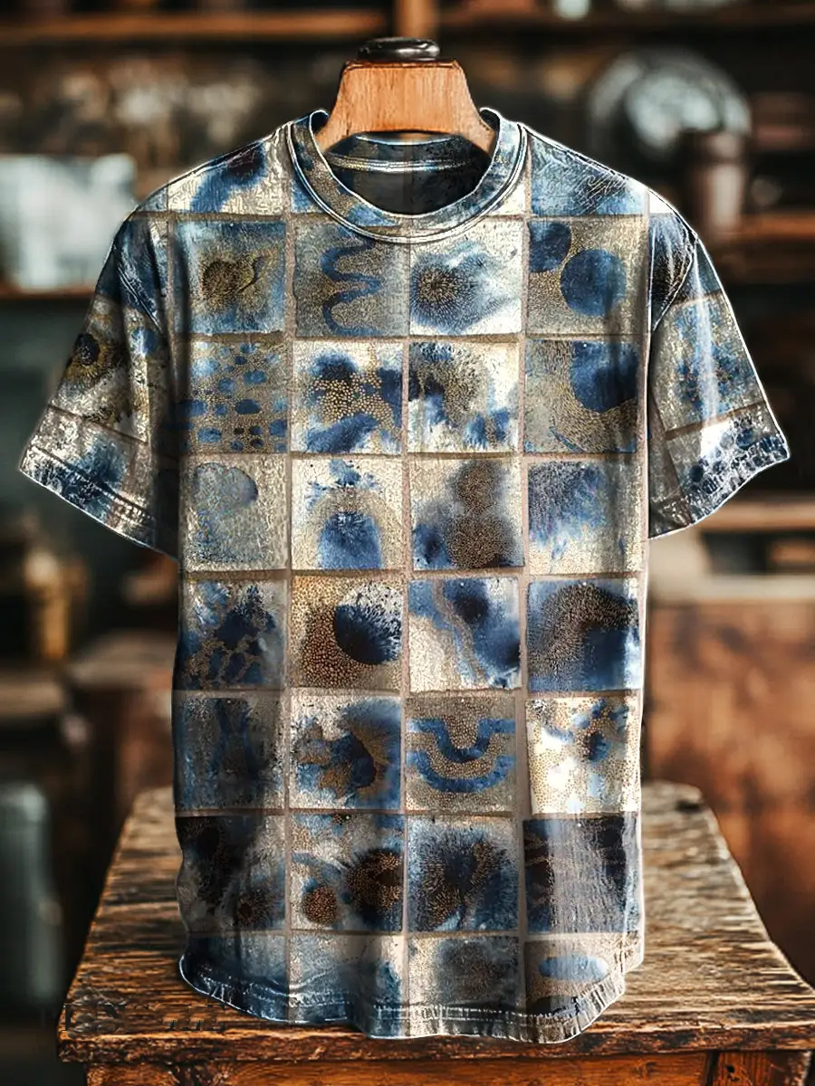 Retro Checkered Pattern Loose Fit T-Shirt