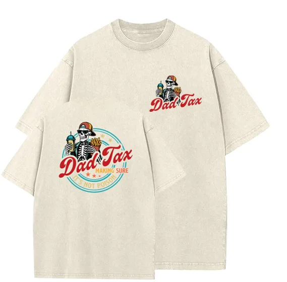 Dad Tax Washed And Distressed Pattern T-Shirt