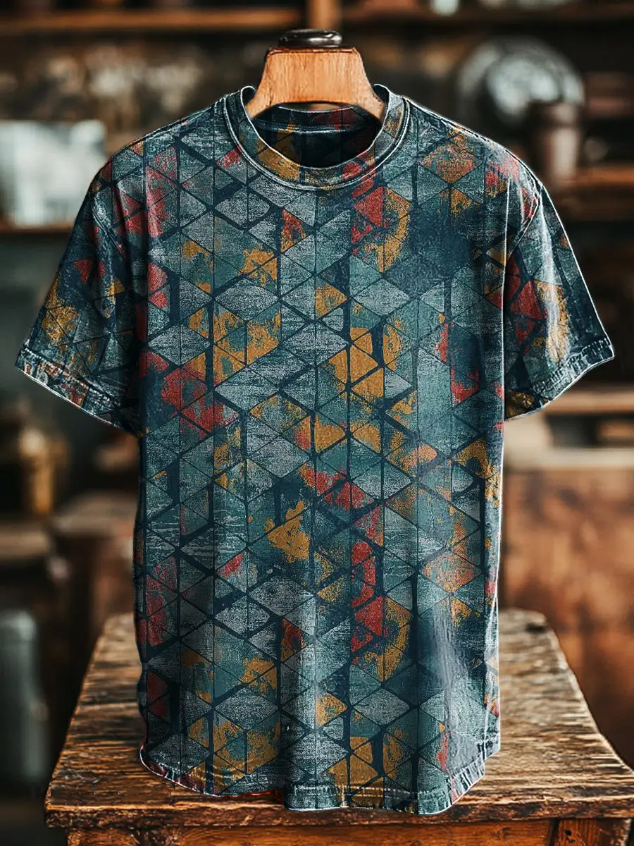 Retro Geometric Print T-Shirt