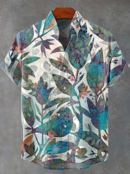Vintage Flowers and Birds Collage Art Print Casual Shirt