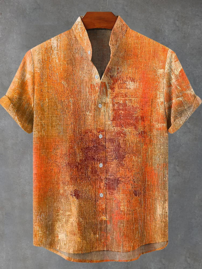 Orange and Yellow Gradient Decorative Pattern Casual Shirt