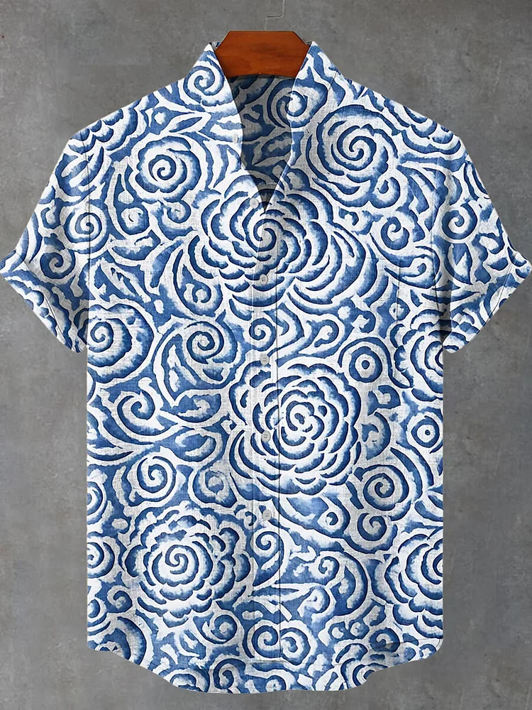 Abstract Geometry Flowers Pattern Art Print Casual Shirt