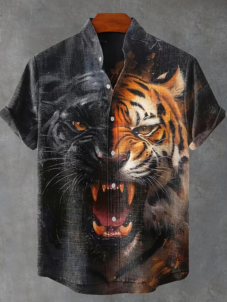Animal Tiger Pattern Art Print Casual Shirt