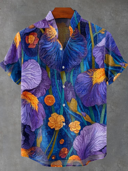 Purple Flower Decorative Pattern Casual Shirt