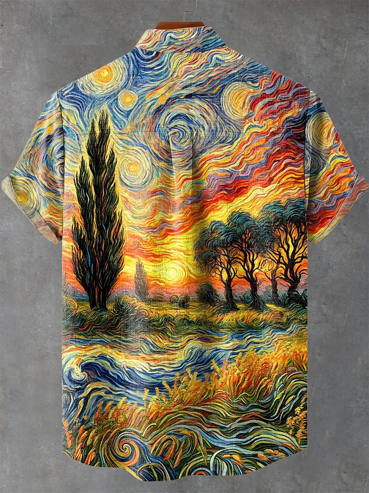Starry Sky Art Vintage Print Casual Shirt