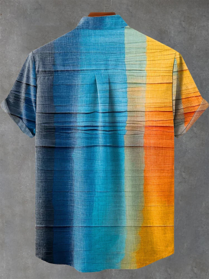 Vintage Oil Painting Line Art Print Casual Shirt