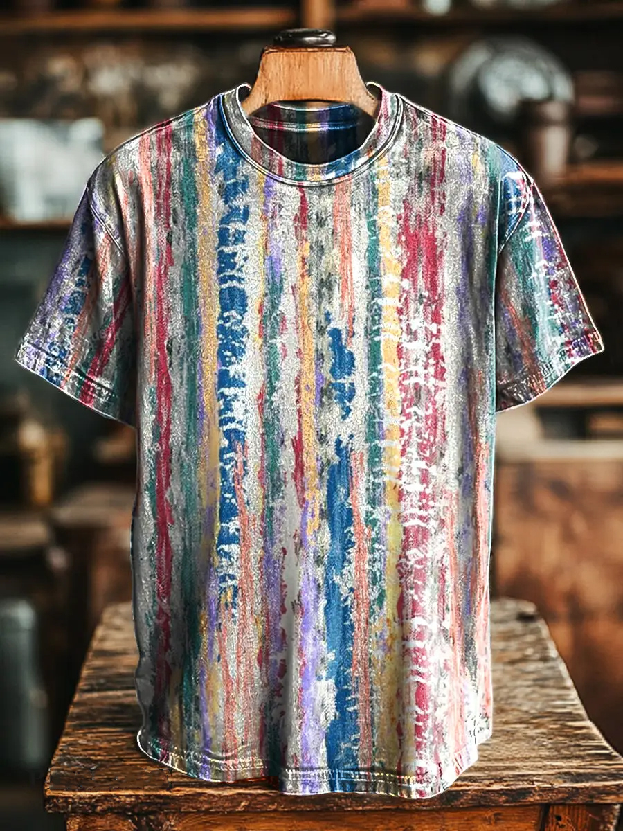 Retro Color Block Stripe T-Shirt