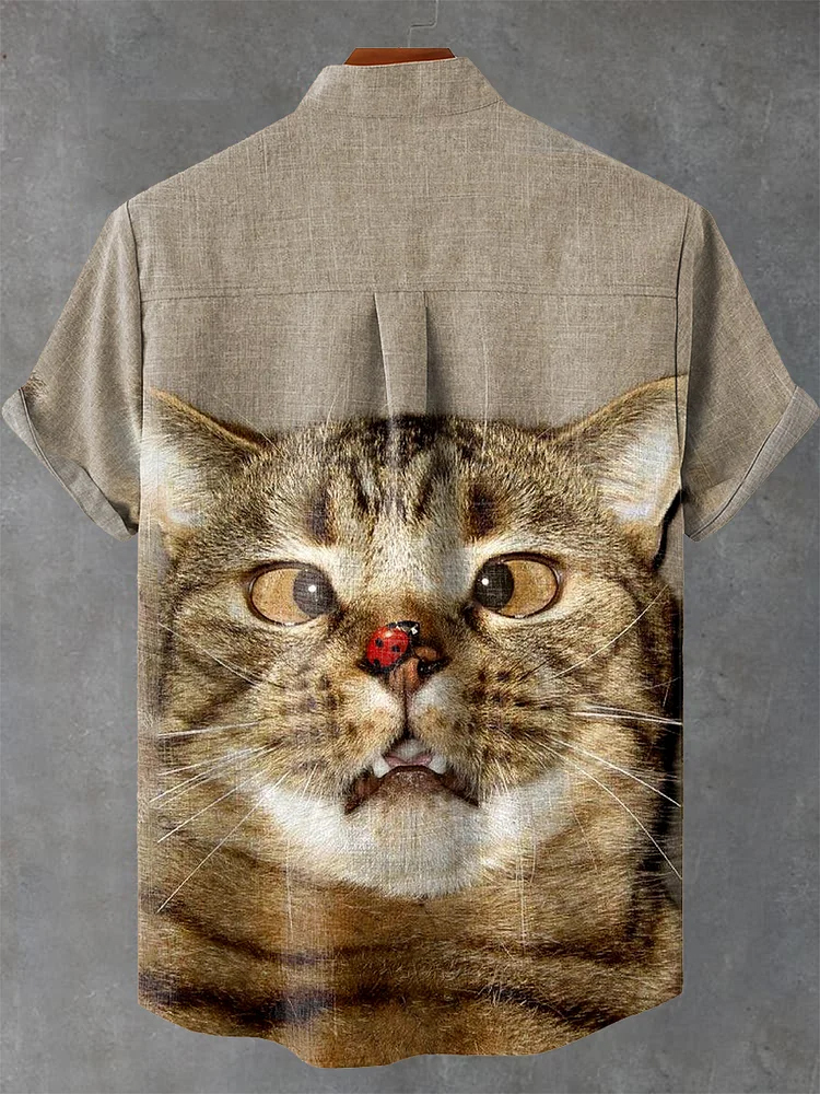 Cute Cat Art Print Casual Shirt
