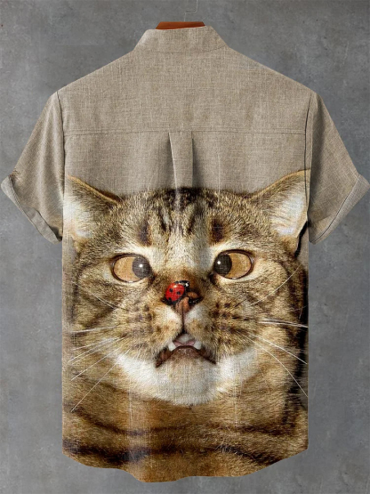 Cute Cat Art Print Casual Shirt