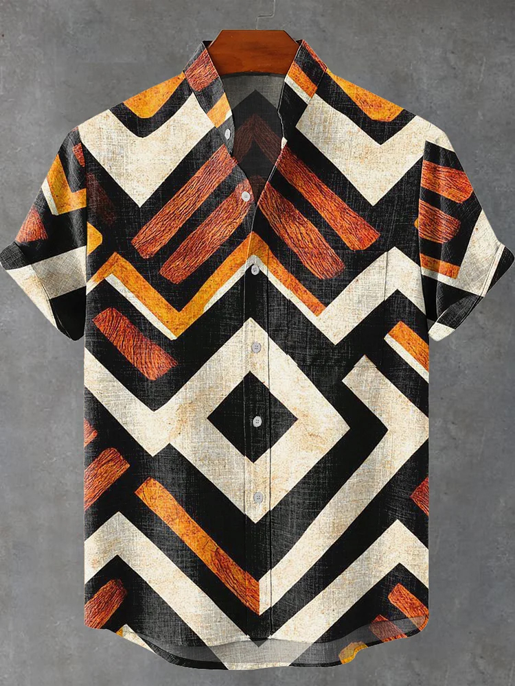 Geometric Line Graphic Decorative Pattern Casual Shirt