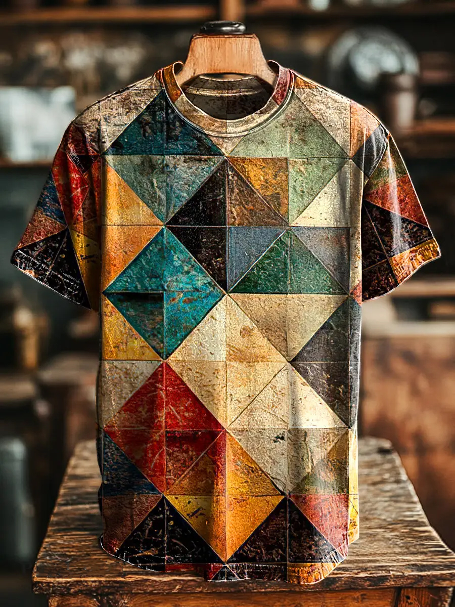 Retro Color Block Short Sleeve T-Shirt