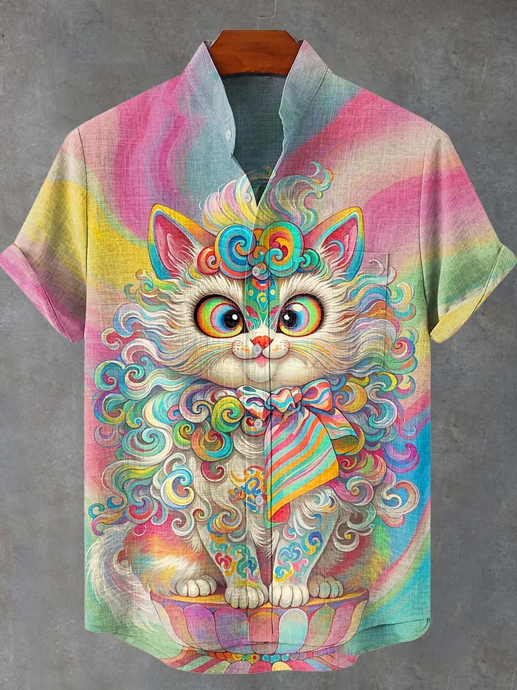 Abstract Geometry Rainbow Animal Pattern Art Print Casual Shirt