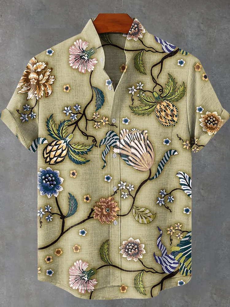 Abstract Flowers Pattern Art Print Casual Shirt