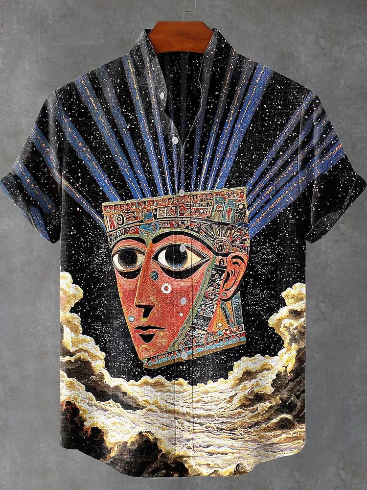 Abstract Geometry Mask Pattern Art Print Casual Shirt