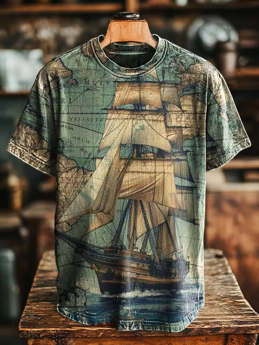Vintage Nautical Map Print T-Shirt