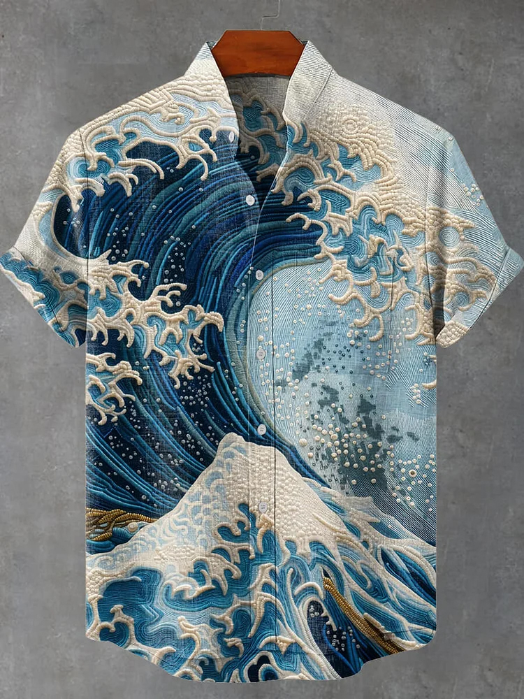 Abstract Waves Pattern Art Print Casual hirt