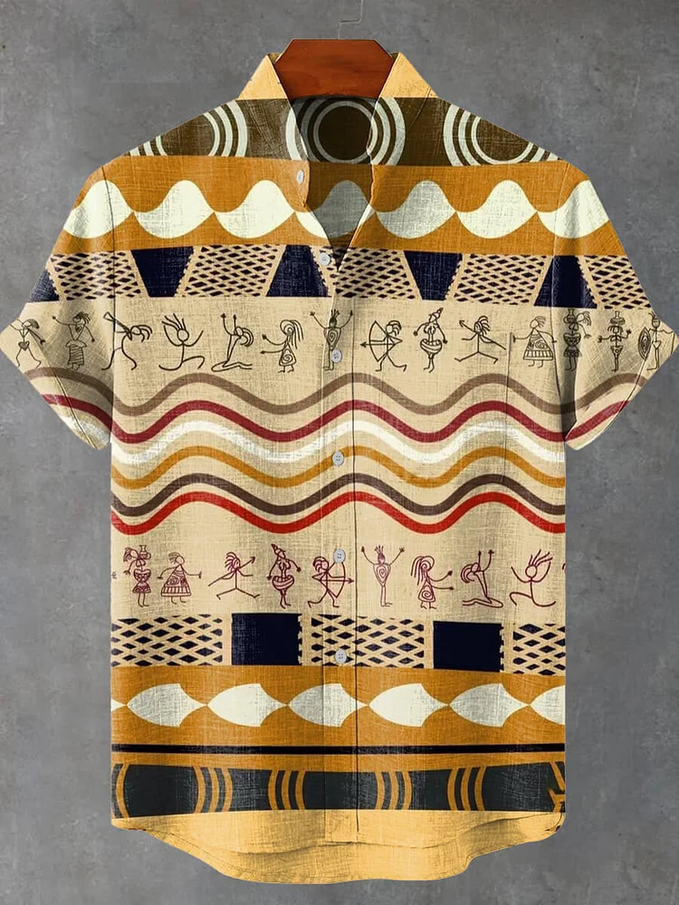 Abstract Geometry Fish Pattern Art Print Casual Shirt
