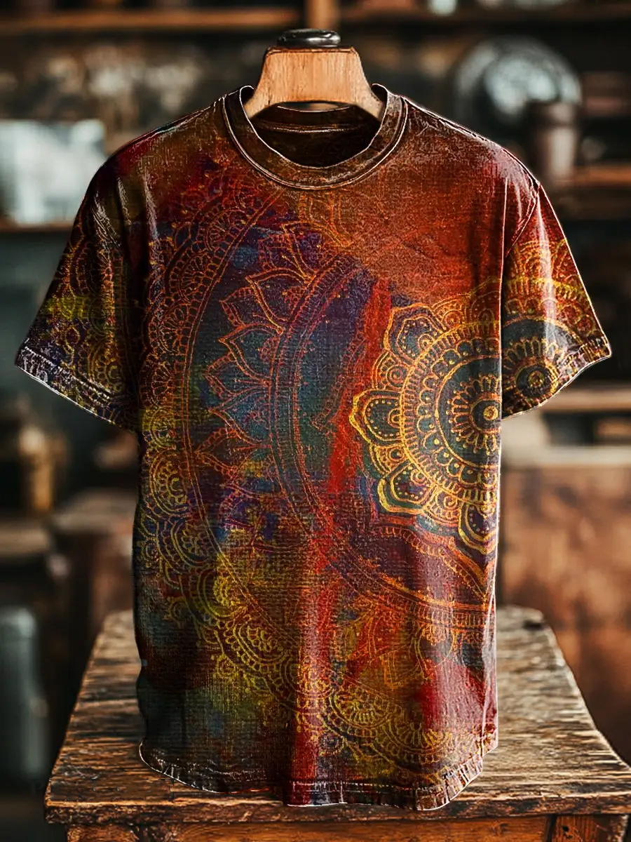 Vintage Inspired Mandala Art Print T-Shirt