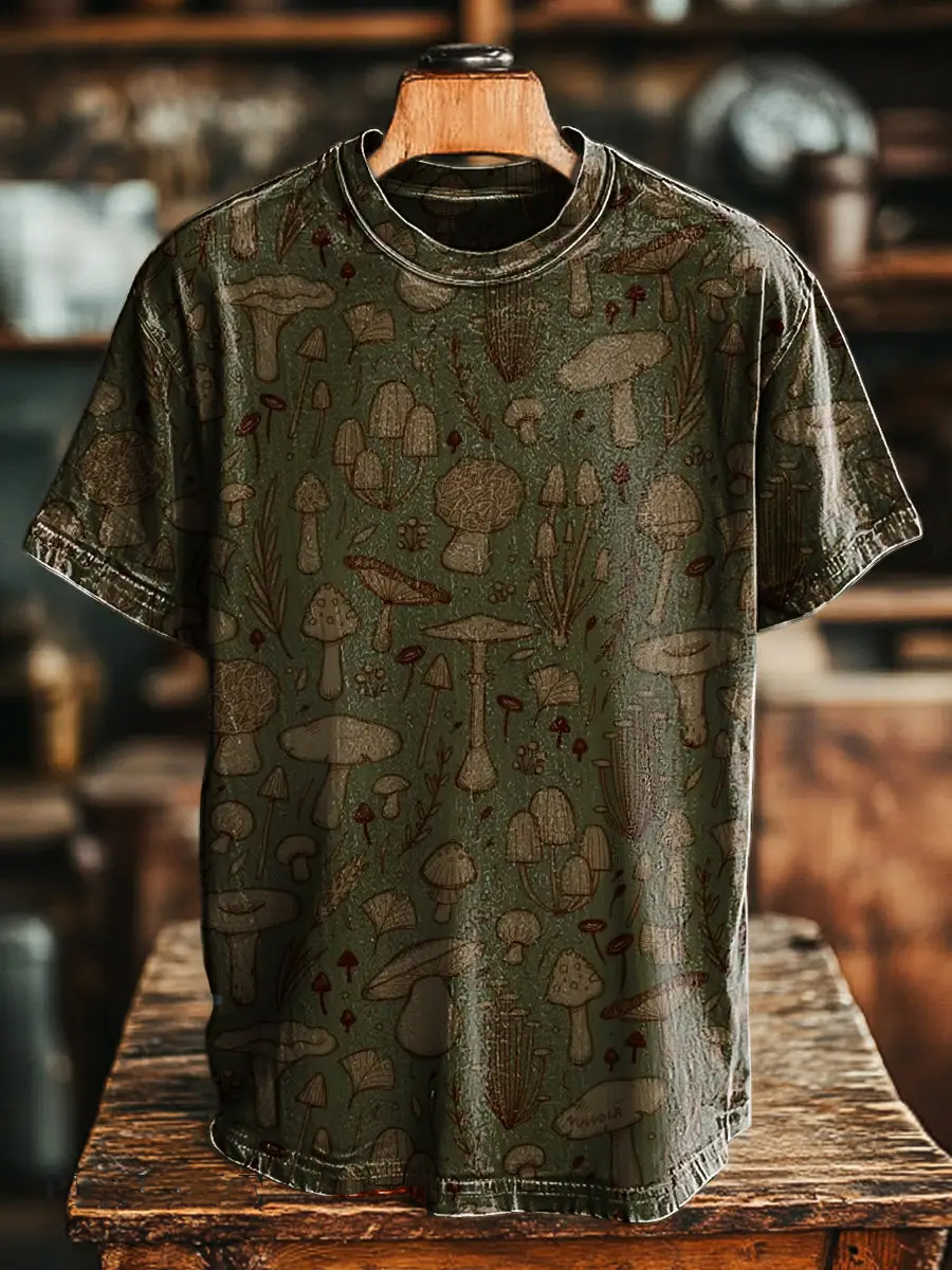 Retro Mushroom Print T-Shirt