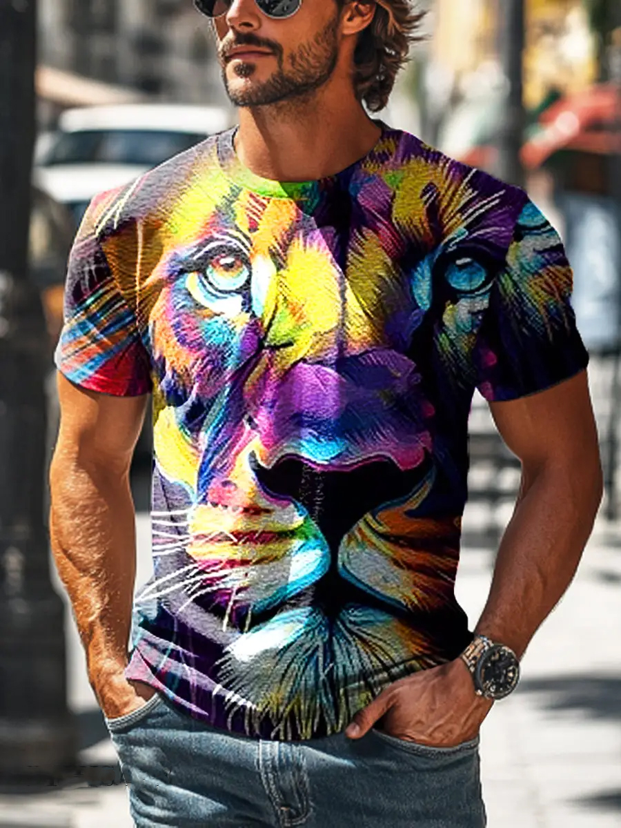 Vintage Lion Art Print Short Sleeve T-Shirt